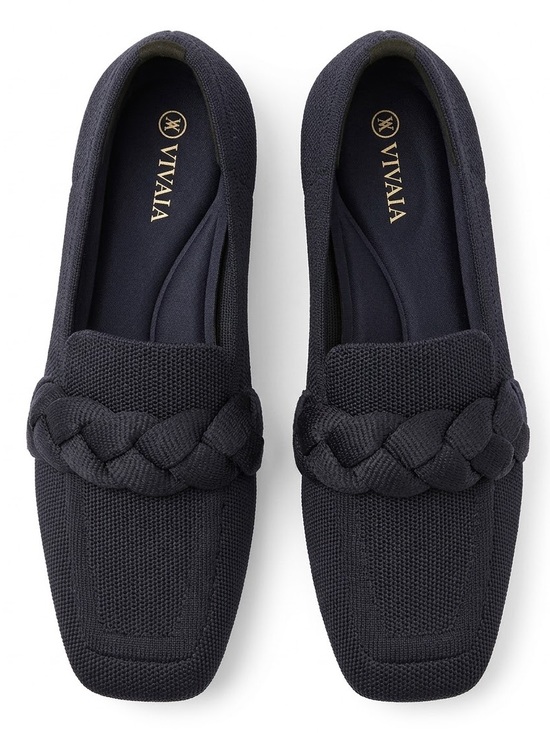 Vivaia Shoes - Vivaia Womens 39.5 / 8.5 Caitlin Square Toe Knot Loafers Navy Slip On Flats